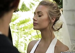 Sexually Excited golden-haired bride is sucking and riding a goth hard schlong and enjoying it a lot