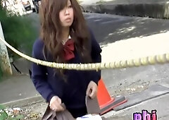 Black panties uncovered after a skirt sharking event