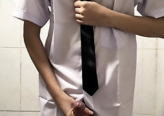 College Uniform Jerking and Jizzing nine