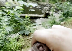 Chub is bored and super-naughty and masturbates and shoots his stream on a boulder