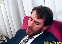 Fingering and ass pumping by suited guys Franky Fox and Charlie Cherry