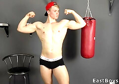 Cumming on a porch with a solo hottie who has small cock