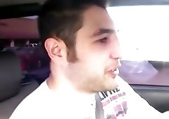 Naughty teen cums on car