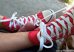 Huge Double Public Cumshot On My Chucks In The Park - Sex Movies Featuring Yummycouple