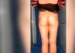 Butt teaser in my nightdress and red fishnet hose