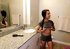 Big-bottomed teen Freya Von Doom jumps on a pretty huge dick