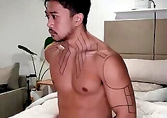 Handsome indonesian jerking off