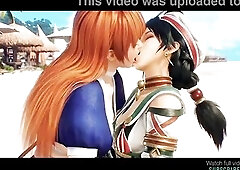 AI lesbo giving a kiss grok Imagine clip beach time crossover
