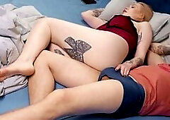 Step Son Creampies Step Mamma in Hotel Share Daybed Petting!