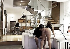 I was plan to clean the abode but I ended up in a wild three-some with my boss and his girlfriend