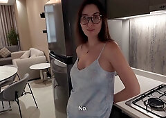 Alina Rai Pushes Panties Aside for Stepsons Head, Gags on Huge Cock Then Swallows