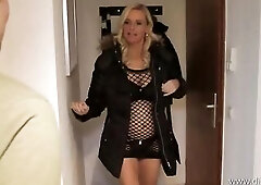 Blue- eyed older with blond hair is working as an escort lady and often banging her clients