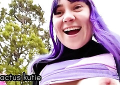 sneaky outdoor climax whilst smokin' a joint