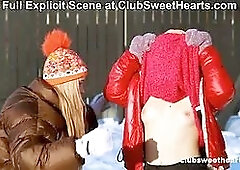 Playful 18yo Lesbians Playing with Snow at ClubSweethearts