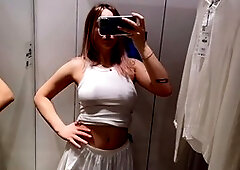 Change clothes, changing room, big tits try on haul