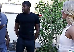 Hot Blonde Candice Dare Sucks Two Big Black Cocks