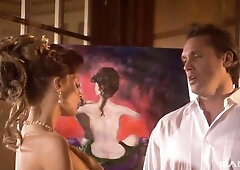 Angel in white corset Vanessa Lane rides on a pretty big cock