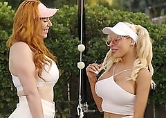 Tgirl Brittney Kade banging busty redhead Lauren Phillips