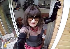 Mature CD mistress gets naughty with her tart in the garden