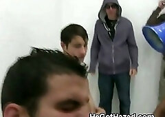 Shy College Boy Hazed In The Shower