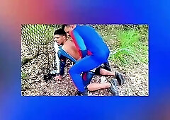 SUPERHERO CAPTAIN AMERICA, SPIDER-MAN, AND BLACK PANTHER LOST IN THE FOREST WITH HORNYNESS