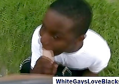 Black sucks white cock for money