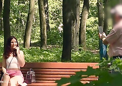 Jeny Smith shares an unplanned intimate moment with a stranger beneath her fluttering skirt