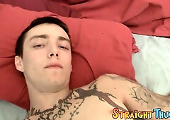 Inked straight dude cums after fucking a fleshlight