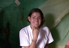 Lactation Fantasy Fetish with two Latina babes playing outside - Big milking tits