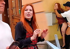 Busty Babe Sucks Youtuber in Vestibule, then gets Banged at His Place