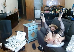 Bearded Hairy Whore In Lingerie Dancing Like A Bitch