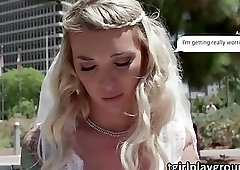 Horny Tbabe Bride Aubrey Kate decides to fuck random handsome dude