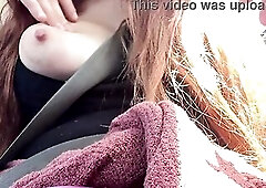 Artemisia Love is lewd and flashing her soaked large boobs in the car during the time that this babe smokes a cigarette for u lads