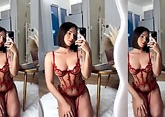 Adorable French instructor Eve Sweet plays with a big dildo and gets off on camera