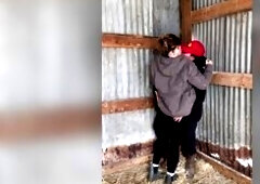 Hawt Lesbo Farmers Kiss And Touch Every Other In The Barn