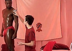 Black stud gets rimmed by skinny teen then fucks him