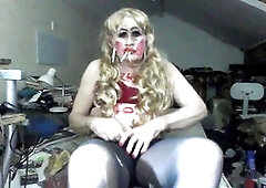 Milf crossdresser sissies it up with some gay masturbation and humiliation