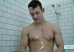 Torn Guy Fucktoy Luke Caresses His Immense Salami After Taking A Bathroom!