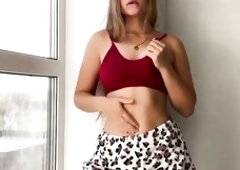 Public climax by the window. My melons are hanging out...