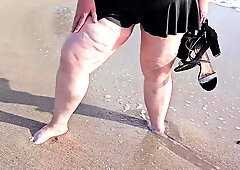 Stud stick his tongue unfathomable in my large plump vagina after the beach-big beautiful woman SSBBW, facesitting, creampie, pov