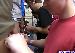 Hazing college gays get covered in jizz
