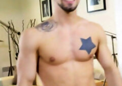 Solo perverted nympho gay enjoys stroking big hard cock