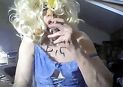 TGirly fuckpig Sarah with disgusting speech as she totally humiliates herself for you