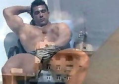 Muscle bodybuilder rimjob and cumshot