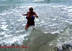 Claudia Marie Big Tits Beach - hardcore vacation in blue bikini