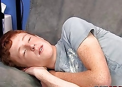 Ginger twink masturbates during sex interview