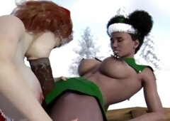 Santa catches his futa elf having anal fun with Mrs. Claus on Christmas