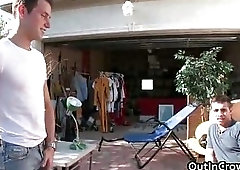 Cute Latin guy gets assfucked in garage