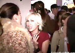 Dorm teen gives head as others watch