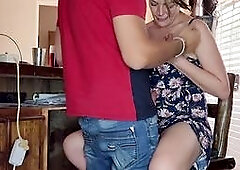 Frisky hotwife gets busy in standing missionary with my buddy's wife while he's in the bathroom